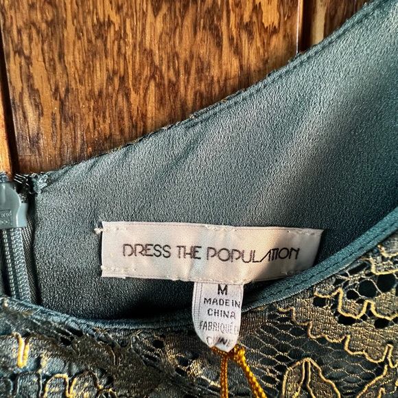 Antoinette Teal and Gold Metallic Lace Maxi Dress - Picture 8 of 8